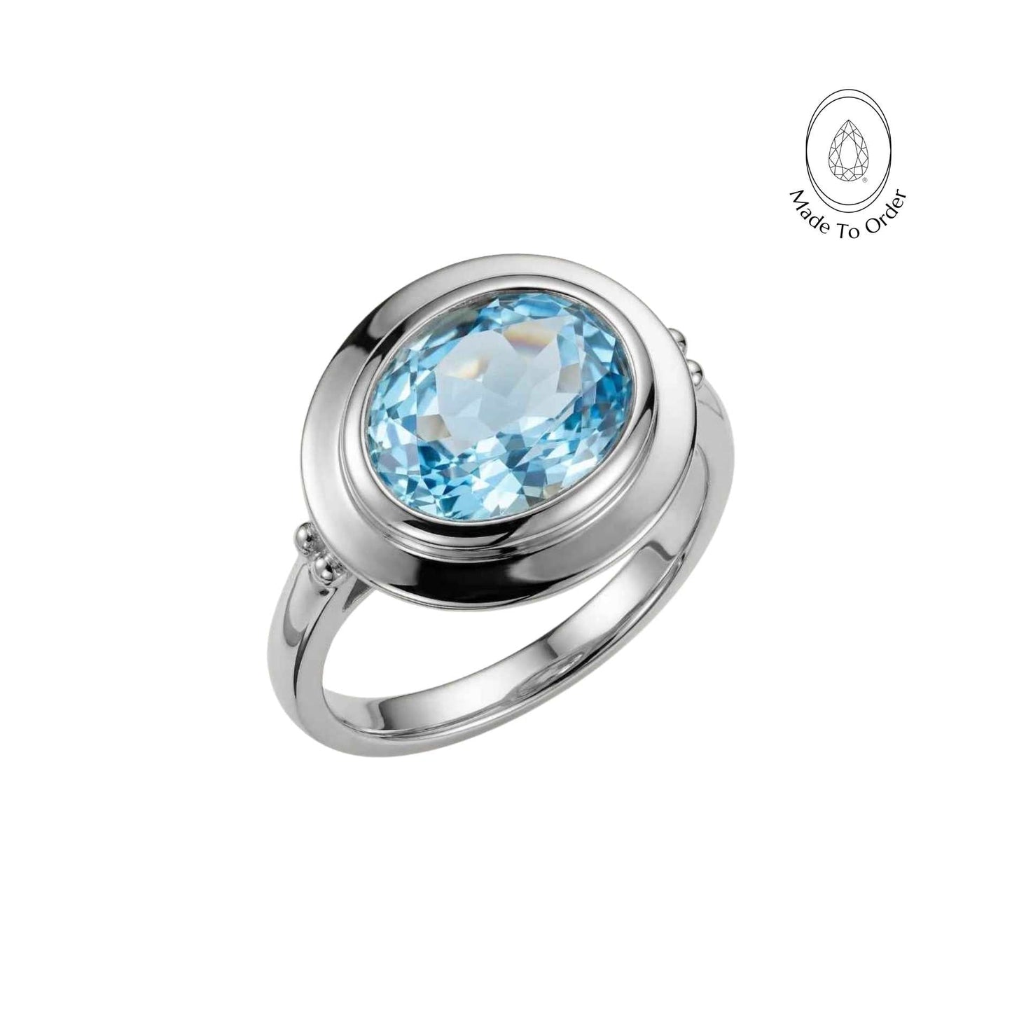 Sky Blue Topaz Gemstone Ring - Avery(Oval-Cut)
