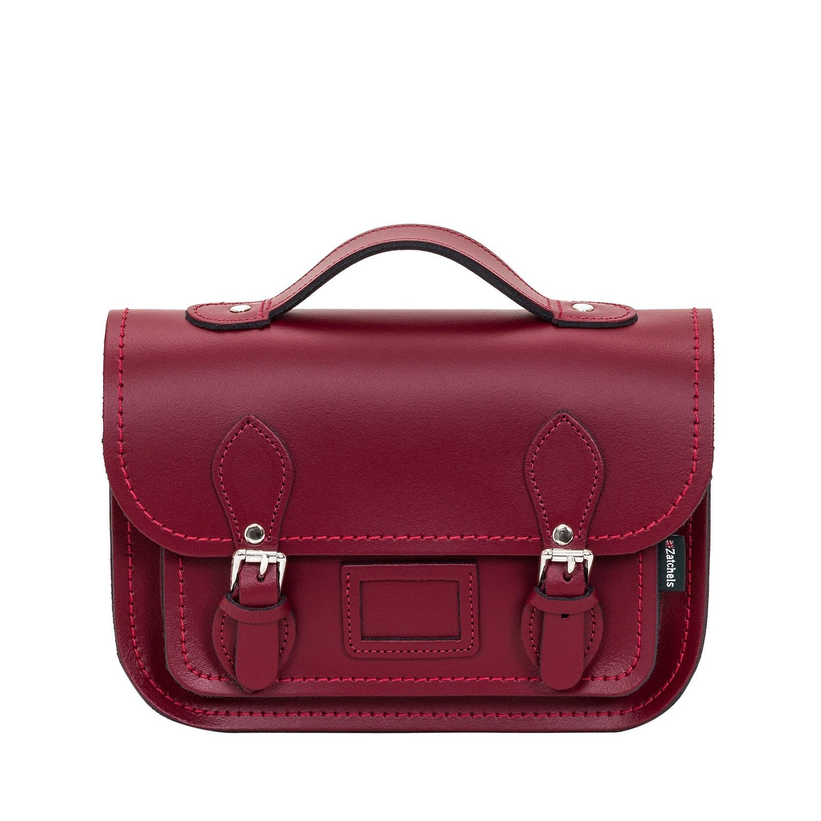 Leather Midi Satchel - Oxblood  