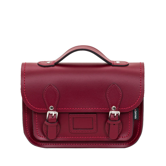 Leather Midi Satchel - Oxblood  