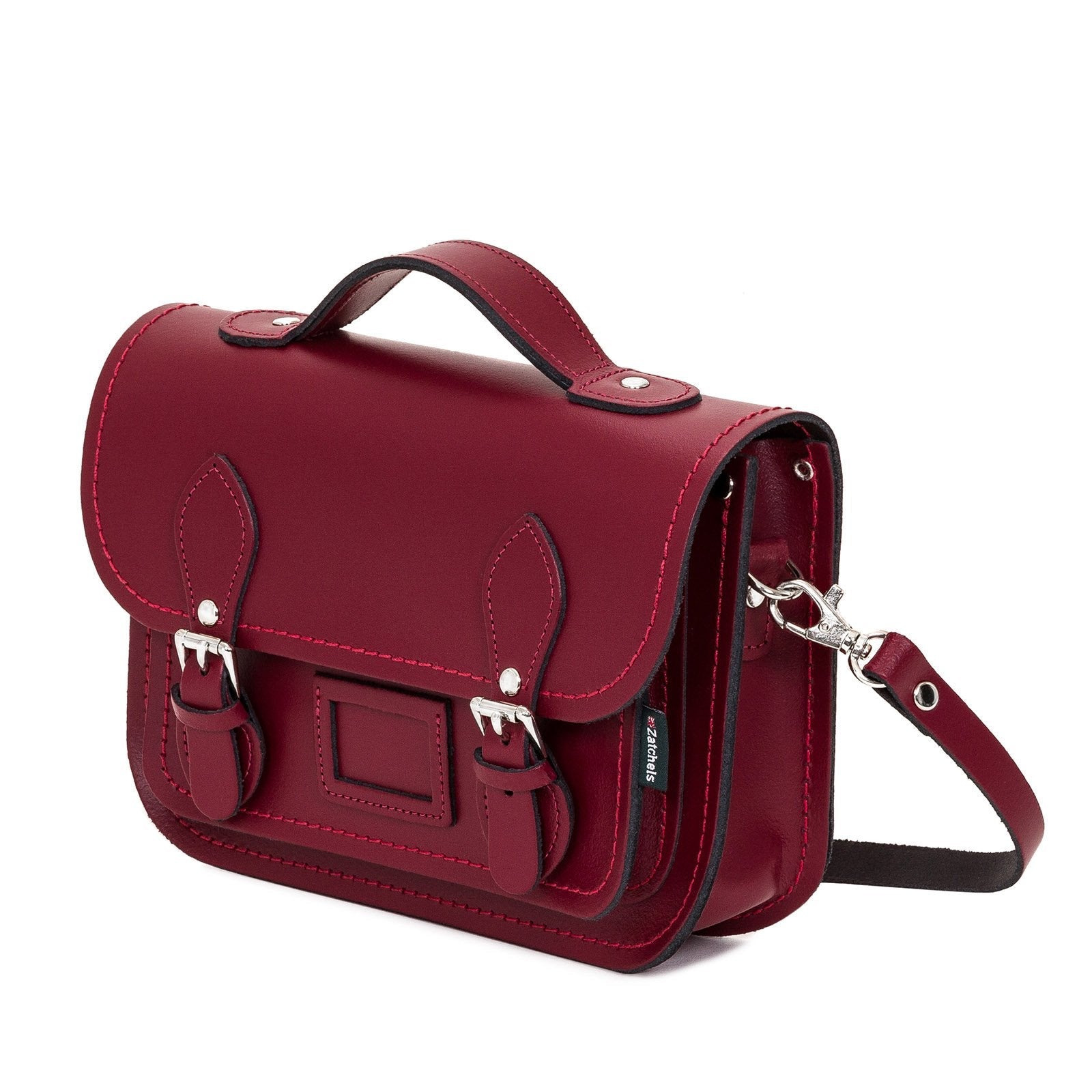 Leather Midi Satchel - Oxblood  