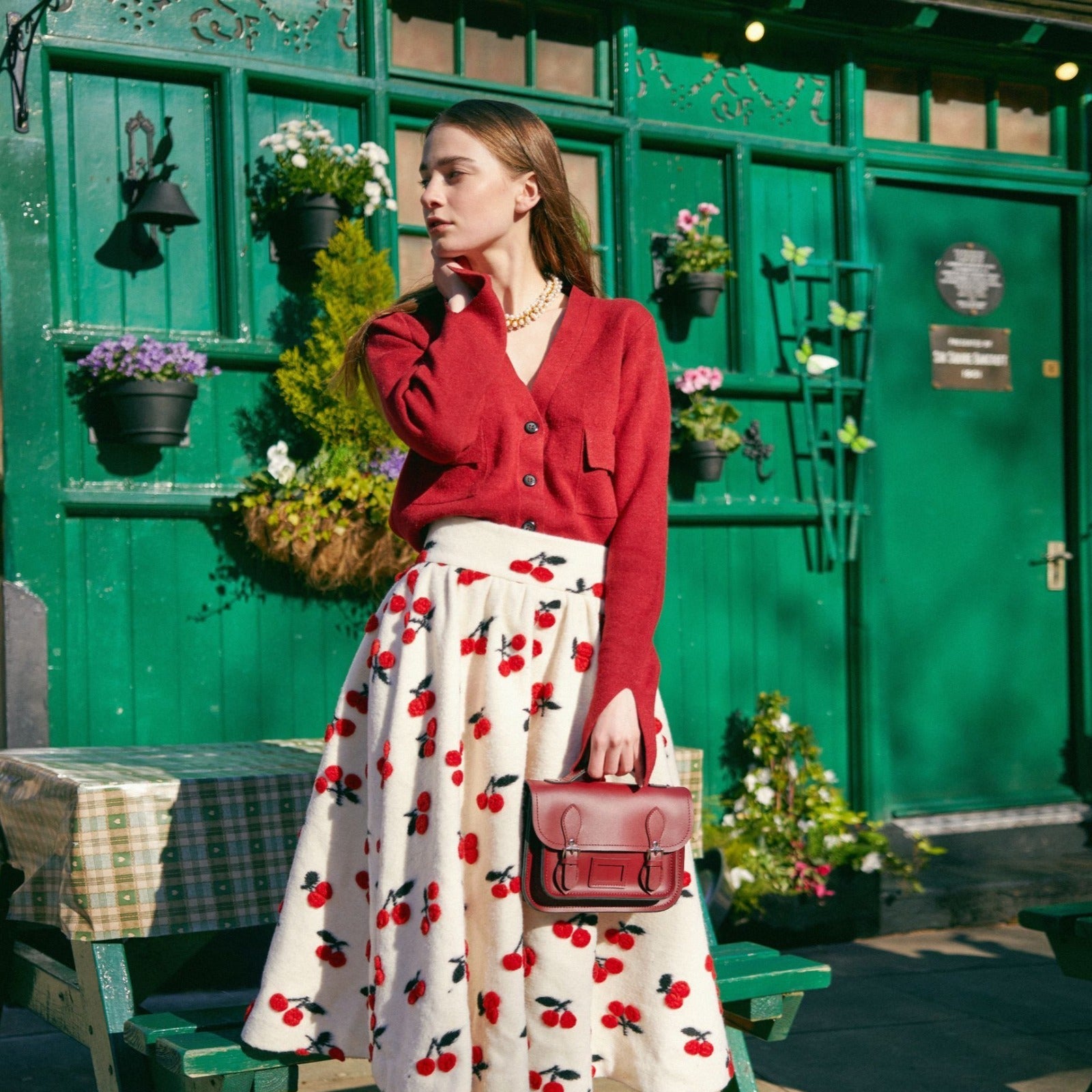 Leather Midi Satchel - Lilac Grey  