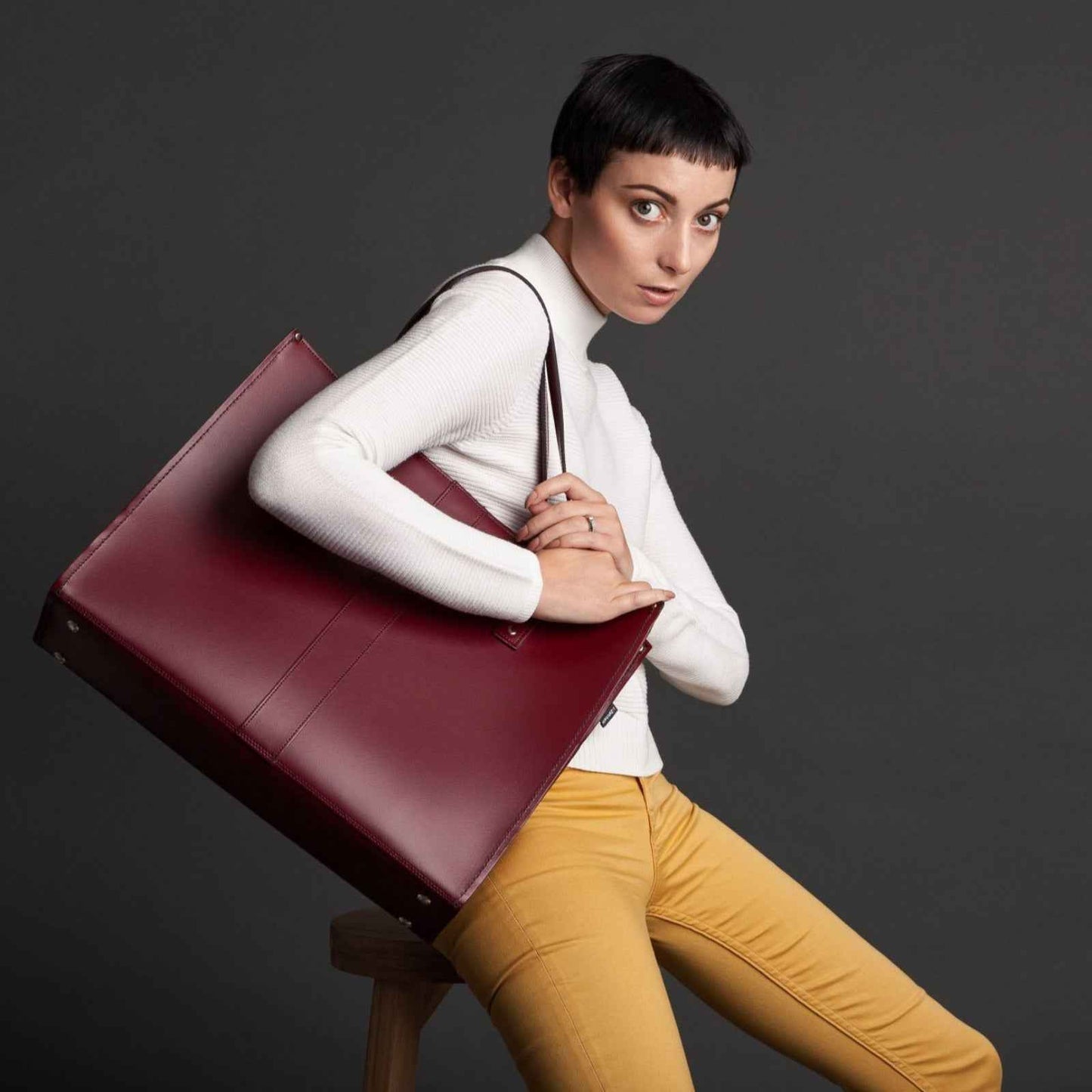 Handmade Leather Shopper - Ivy Green