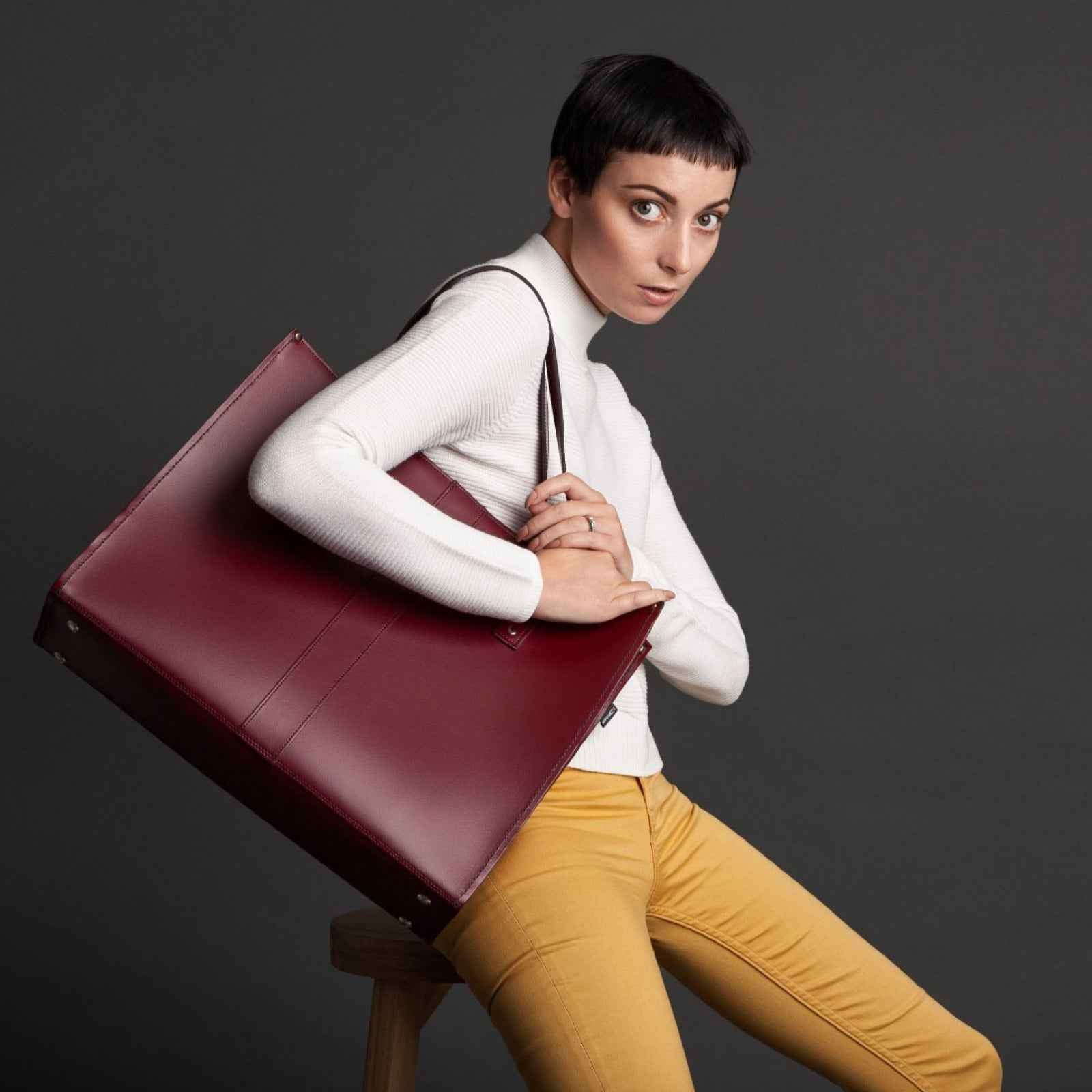 Handmade Leather Shopper - Ivy Green