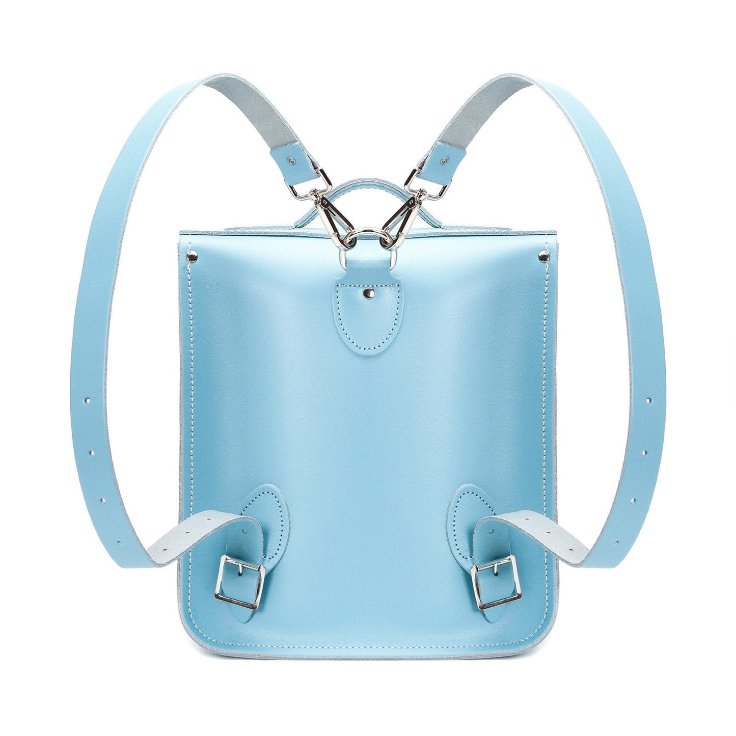 Handmade Leather City Backpack - Pastel Baby Blue  