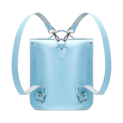 Handmade Leather City Backpack - Pastel Baby Blue