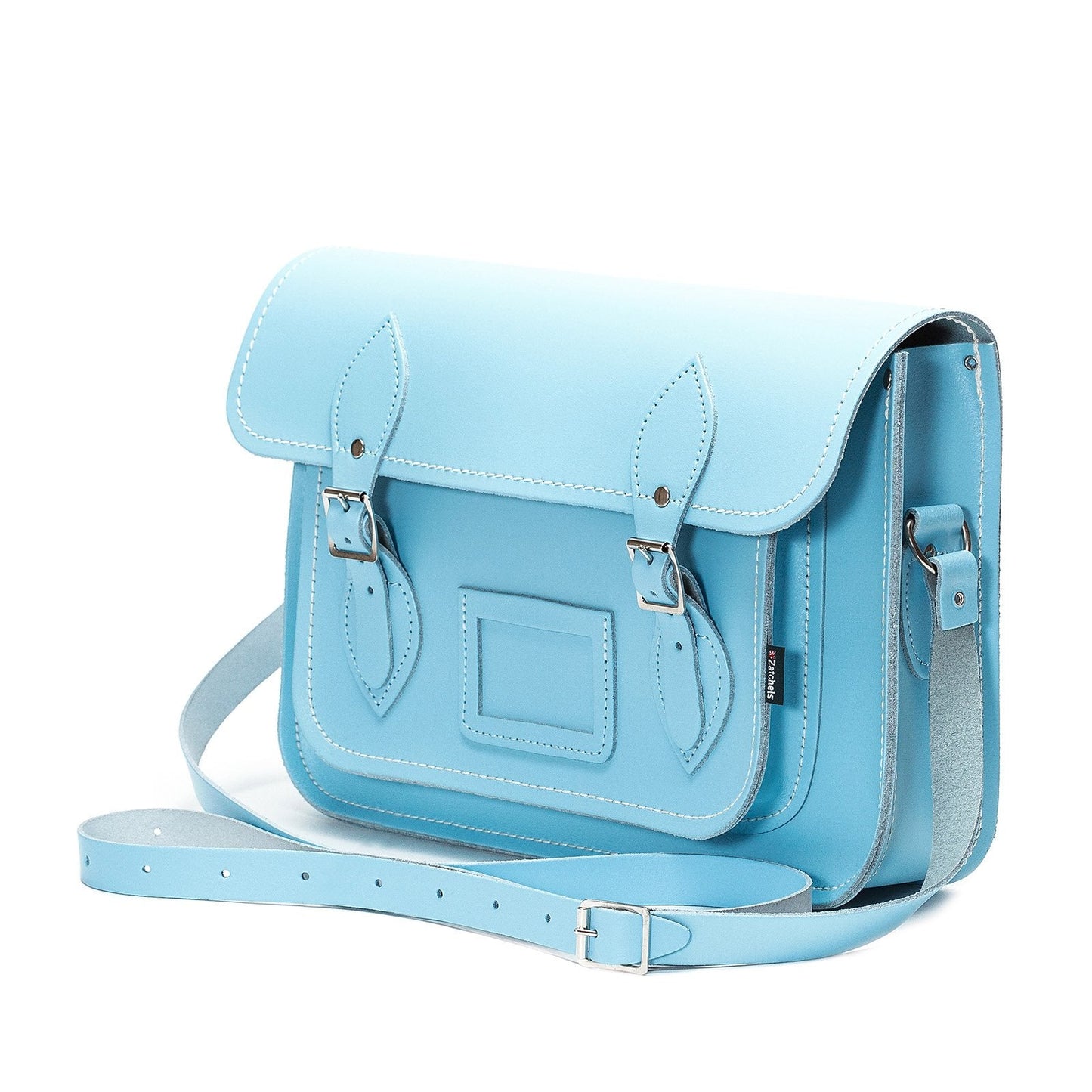 Handmade Leather Satchel - Pastel Baby Blue  