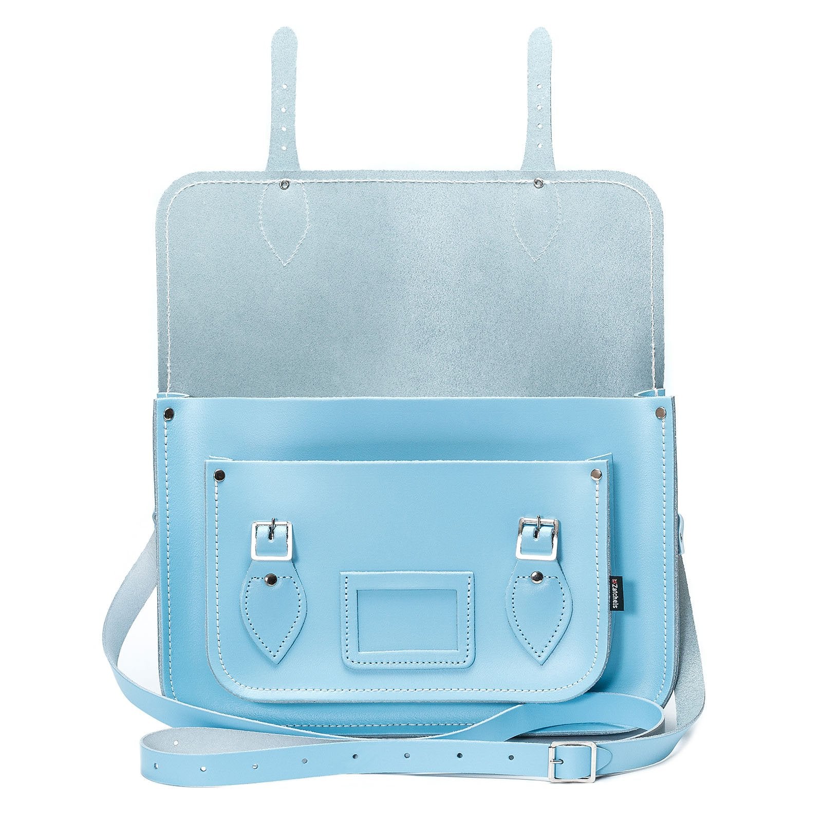 Handmade Leather Satchel - Pastel Baby Blue  