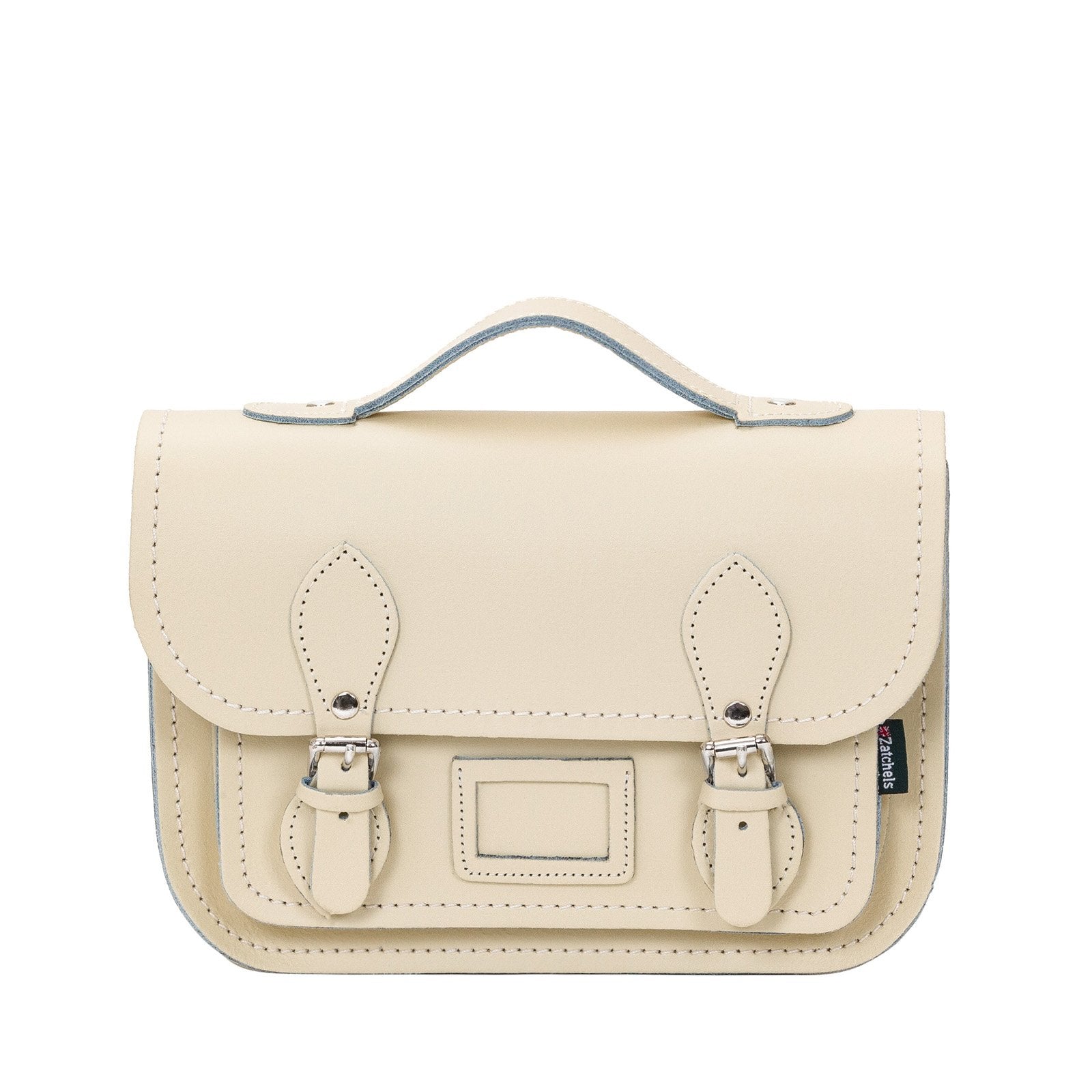 Leather Midi Satchel - Pastel Cream  