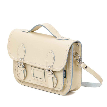Leather Midi Satchel - Pastel Cream