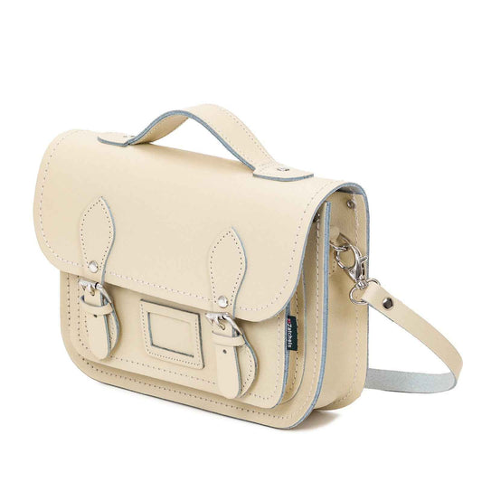 Leather Midi Satchel - Pastel Cream