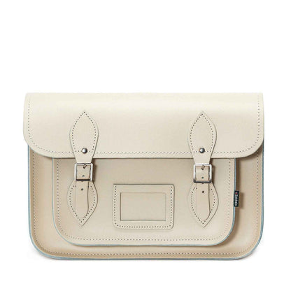 Handmade Leather Satchel - Pastel Cream