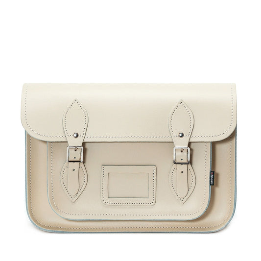 Handmade Leather Satchel - Pastel Cream  