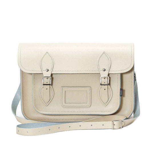 Handmade Leather Satchel - Pastel Cream