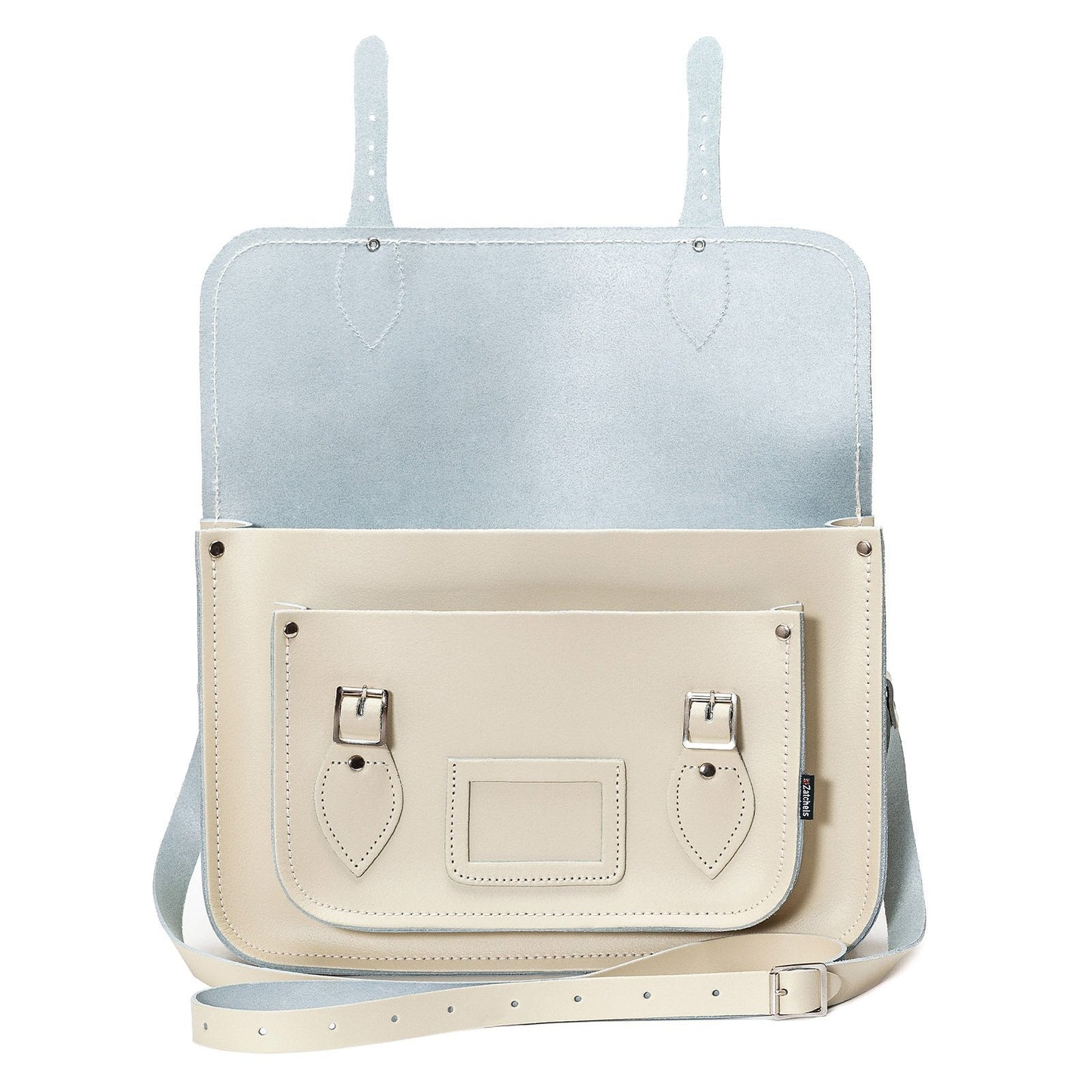 Handmade Leather Satchel - Pastel Cream  