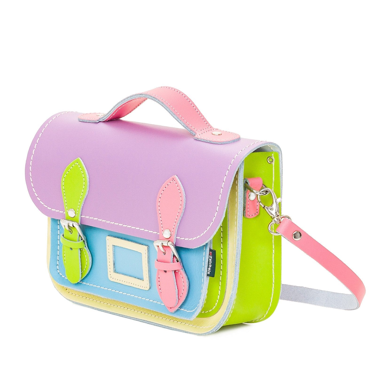 Leather Midi Satchel - Pastel Kaleidoscope  
