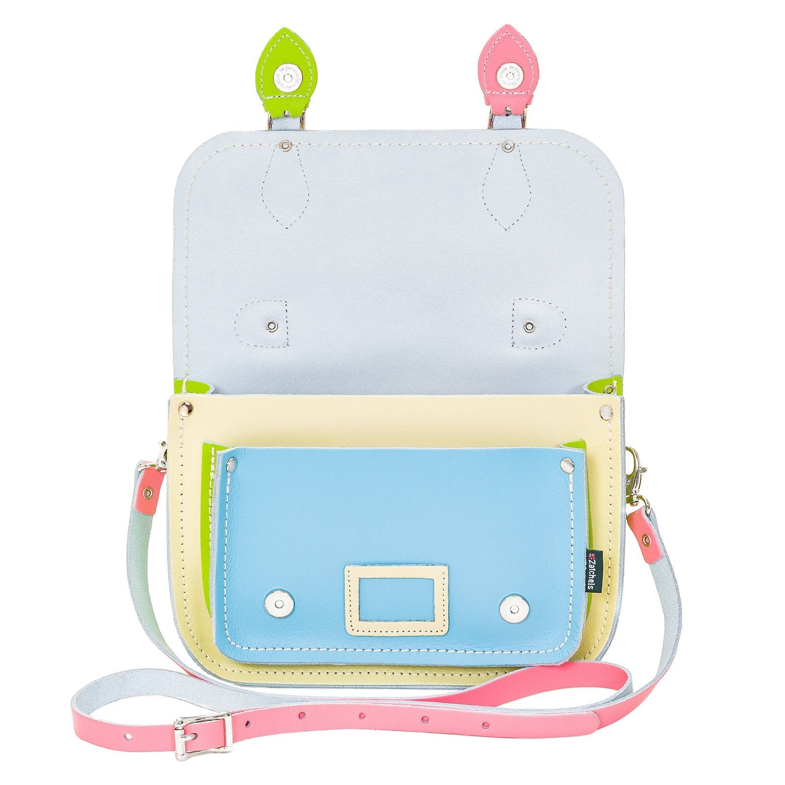 Leather Midi Satchel - Pastel Kaleidoscope  