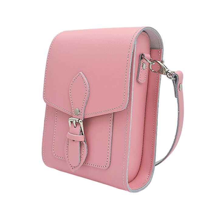 Handmade Leather Festival Phone Bag - Pastel Pink  