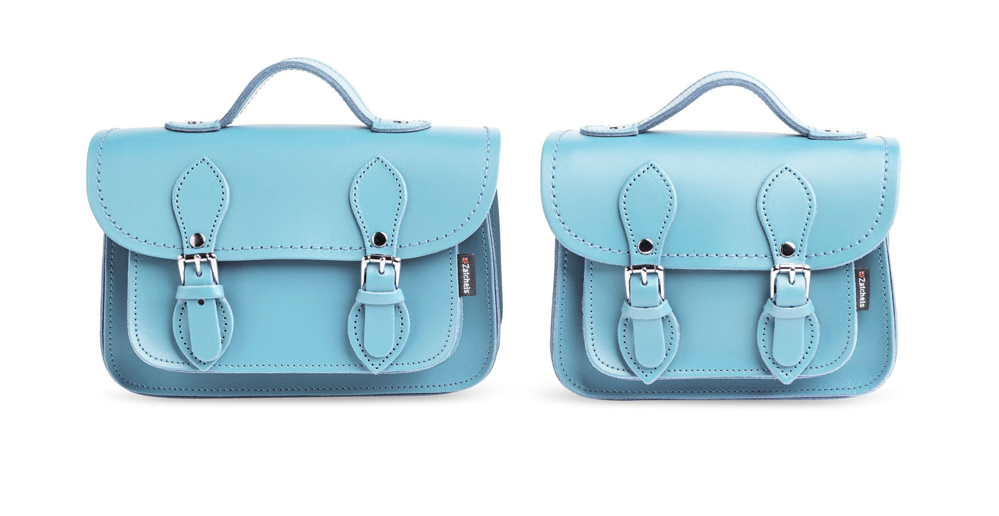 Handmade Leather Micro Satchel - Pastel Baby Blue  