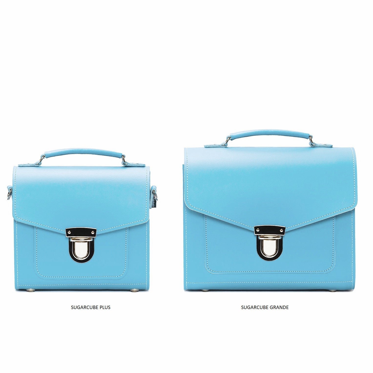 Handmade Leather Sugarcube Handbag - Pastel Baby Blue  