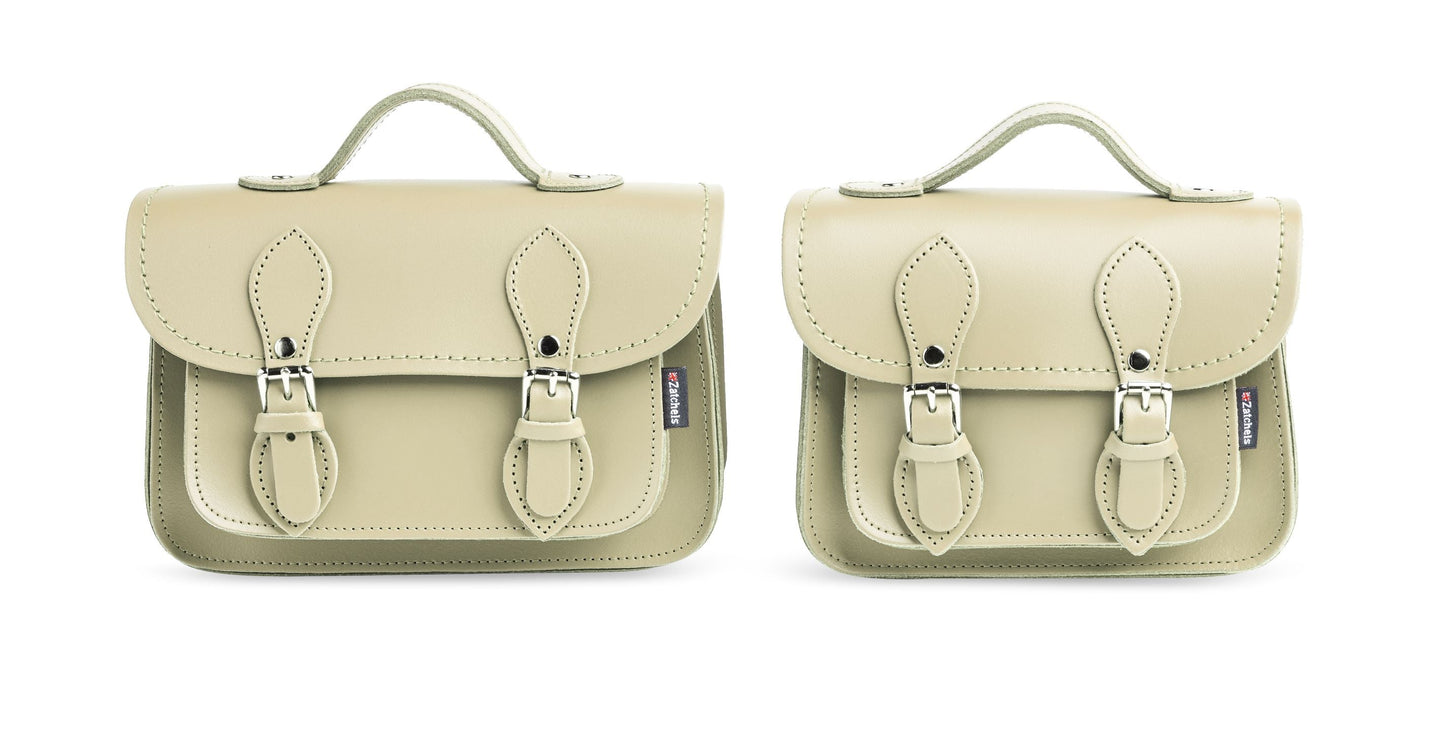 Handmade Leather Micro Satchel - Pastel Cream  
