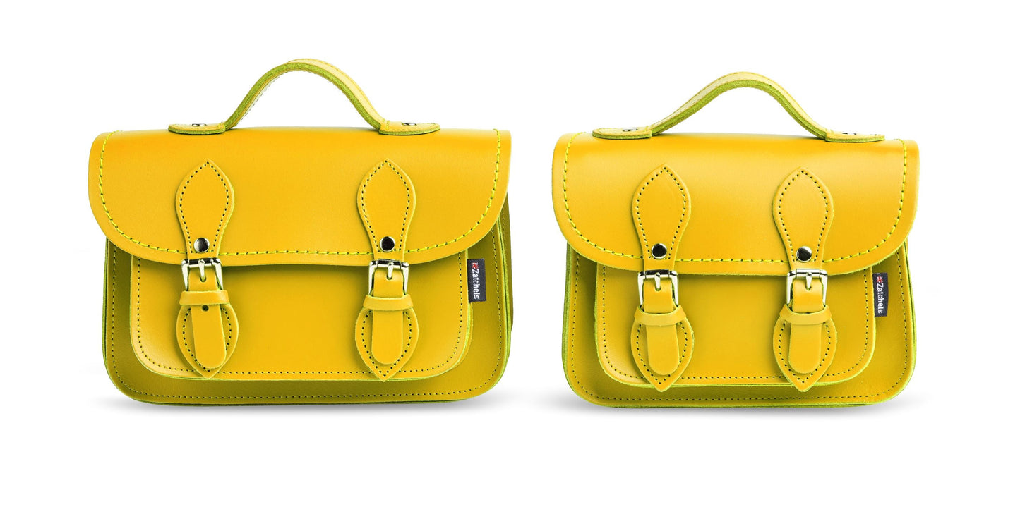 Handmade Leather Micro Satchel - Pastel Daffodil Yellow  