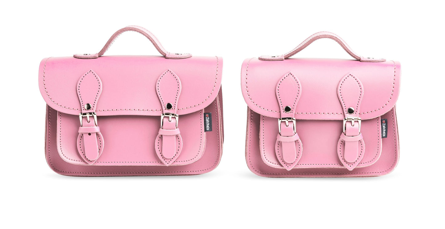 Handmade Leather Micro Satchel - Pastel Pink  