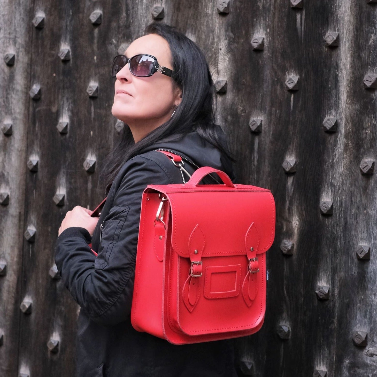 Handmade Leather City Backpack - Pillar Box Red  