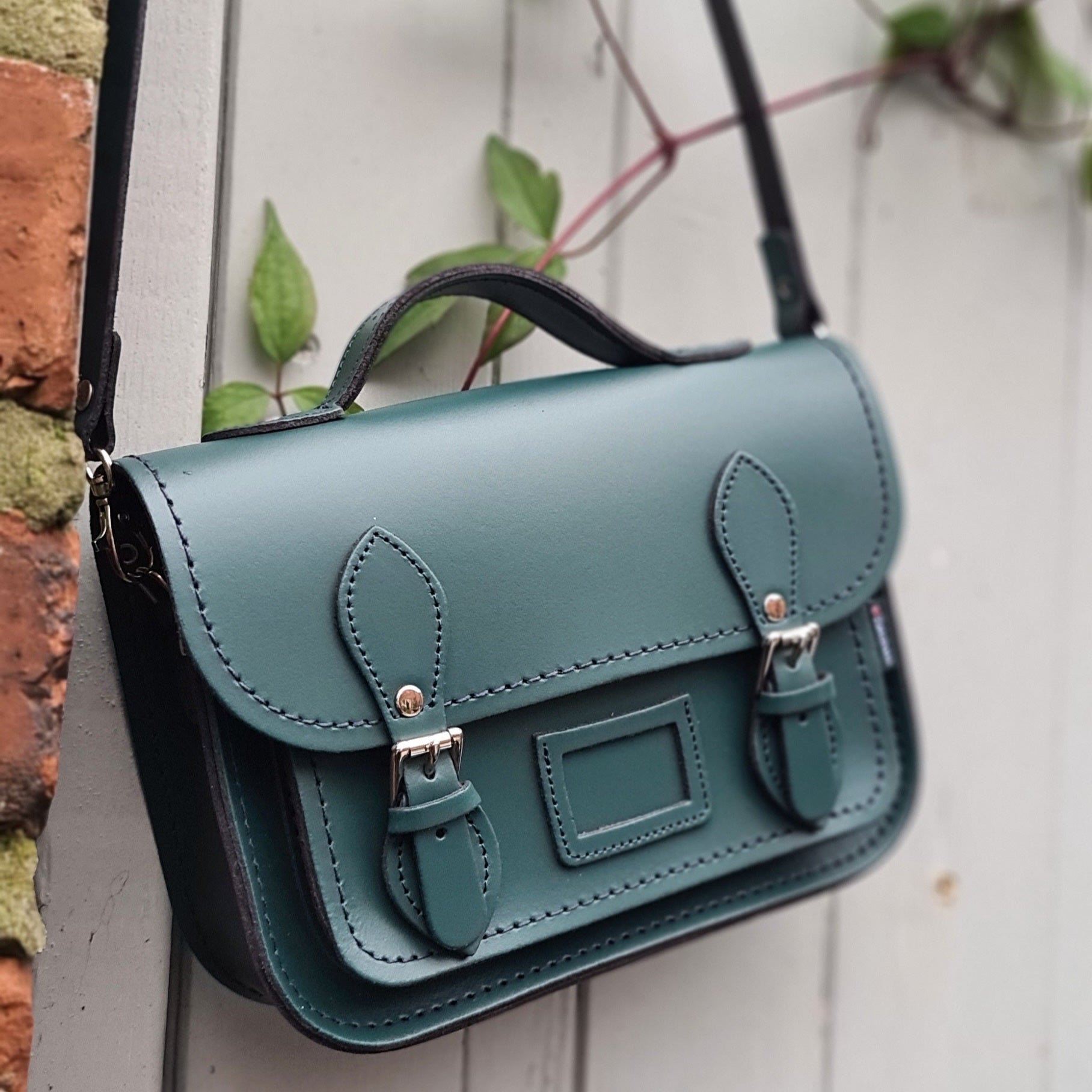 Leather Midi Satchel - Pine  