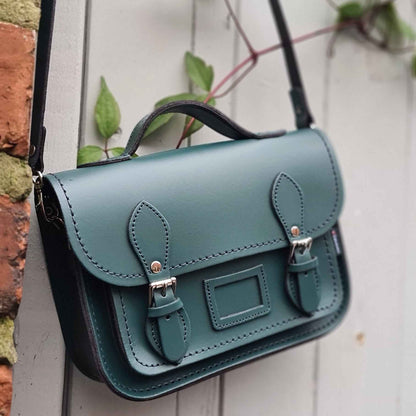 Leather Midi Satchel - Pine- Handmade