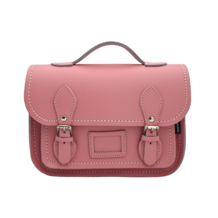 Leather Midi Satchel - Pastel Pink  