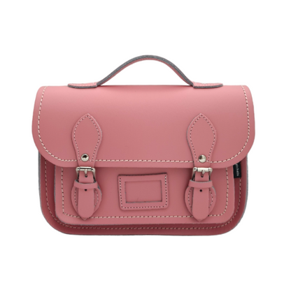 Leather Midi Satchel - Pastel Pink  
