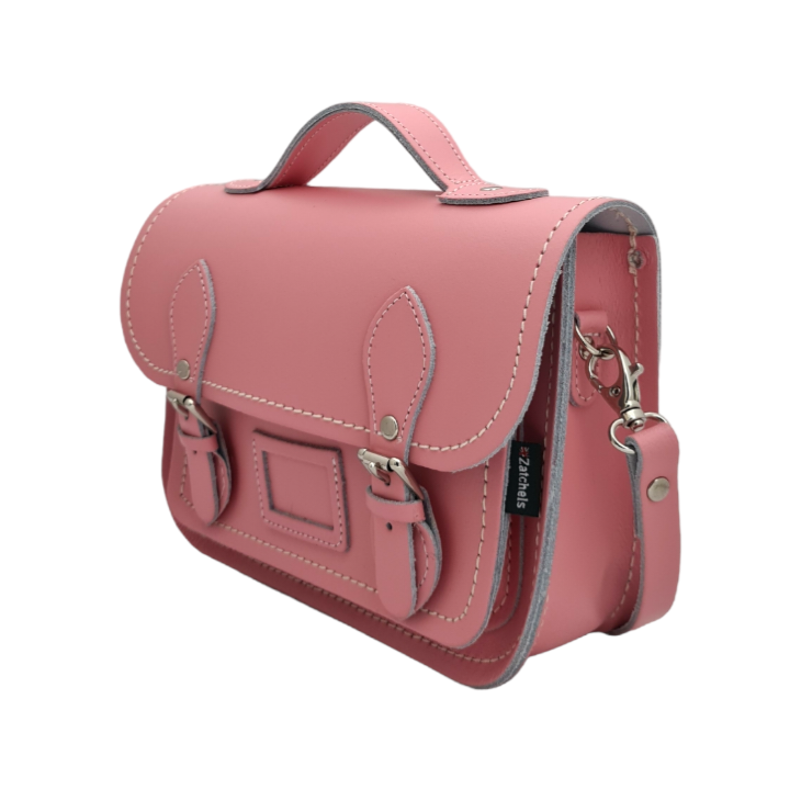 Leather Midi Satchel - Pastel Pink  