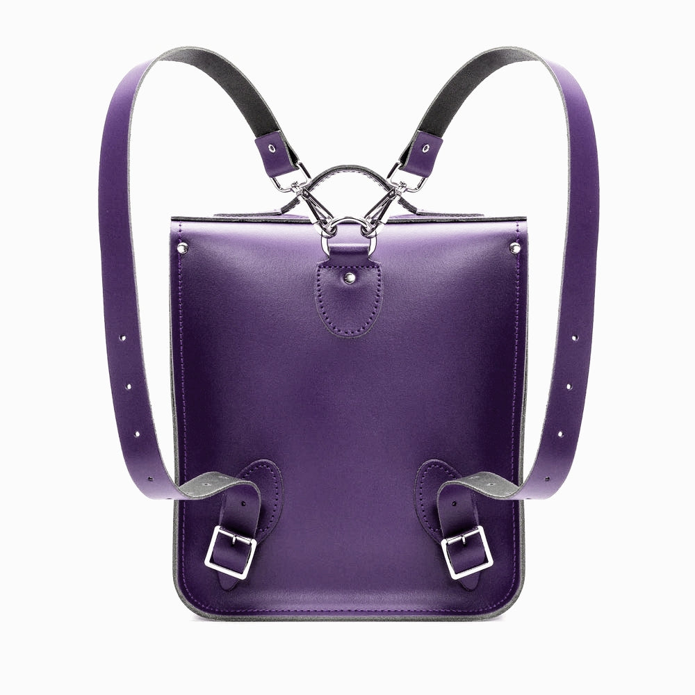 Handmade Leather City Backpack - Purple  
