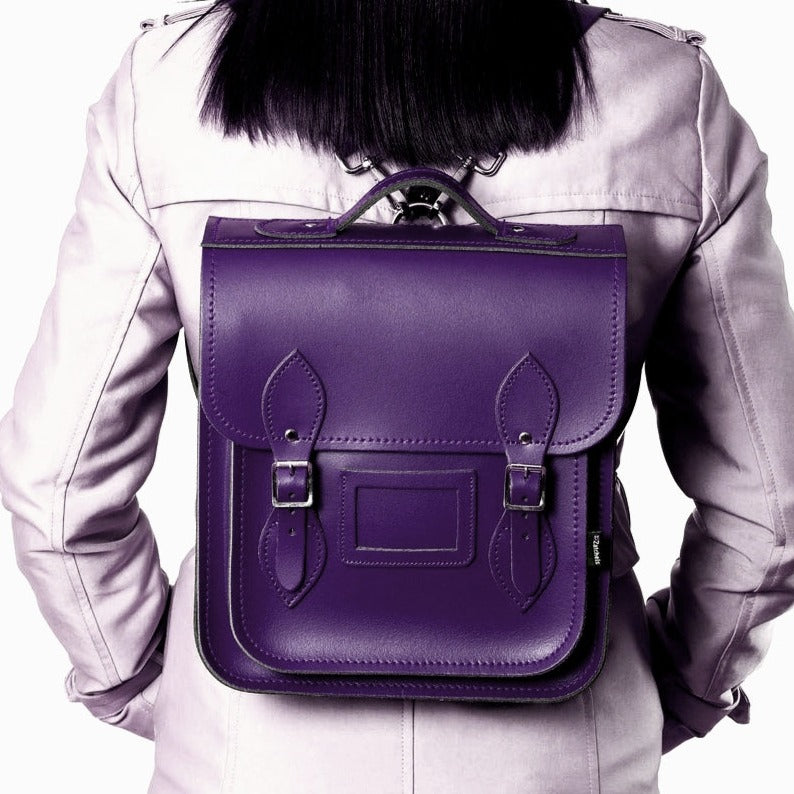 Handmade Leather City Backpack - Purple  