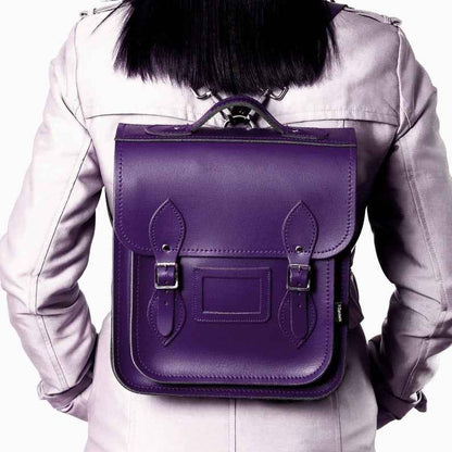Handmade Leather City Backpack - Purple