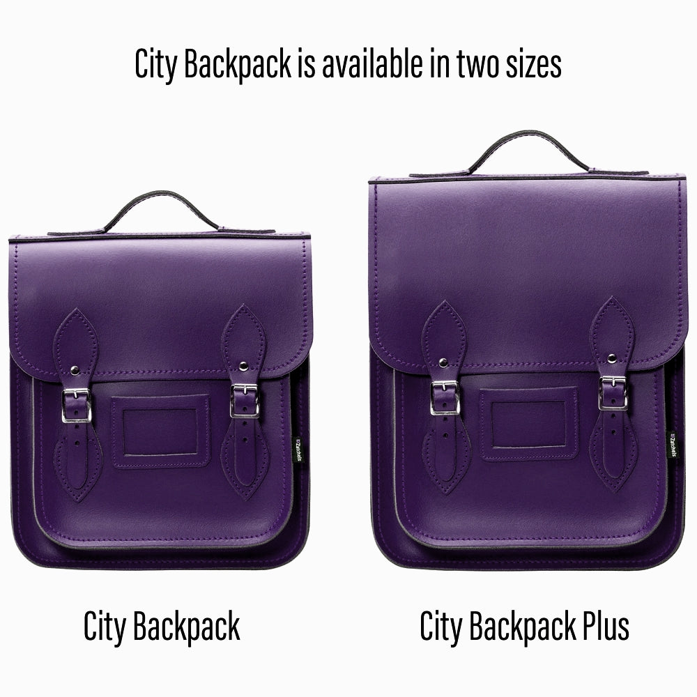 Handmade Leather City Backpack - Purple  