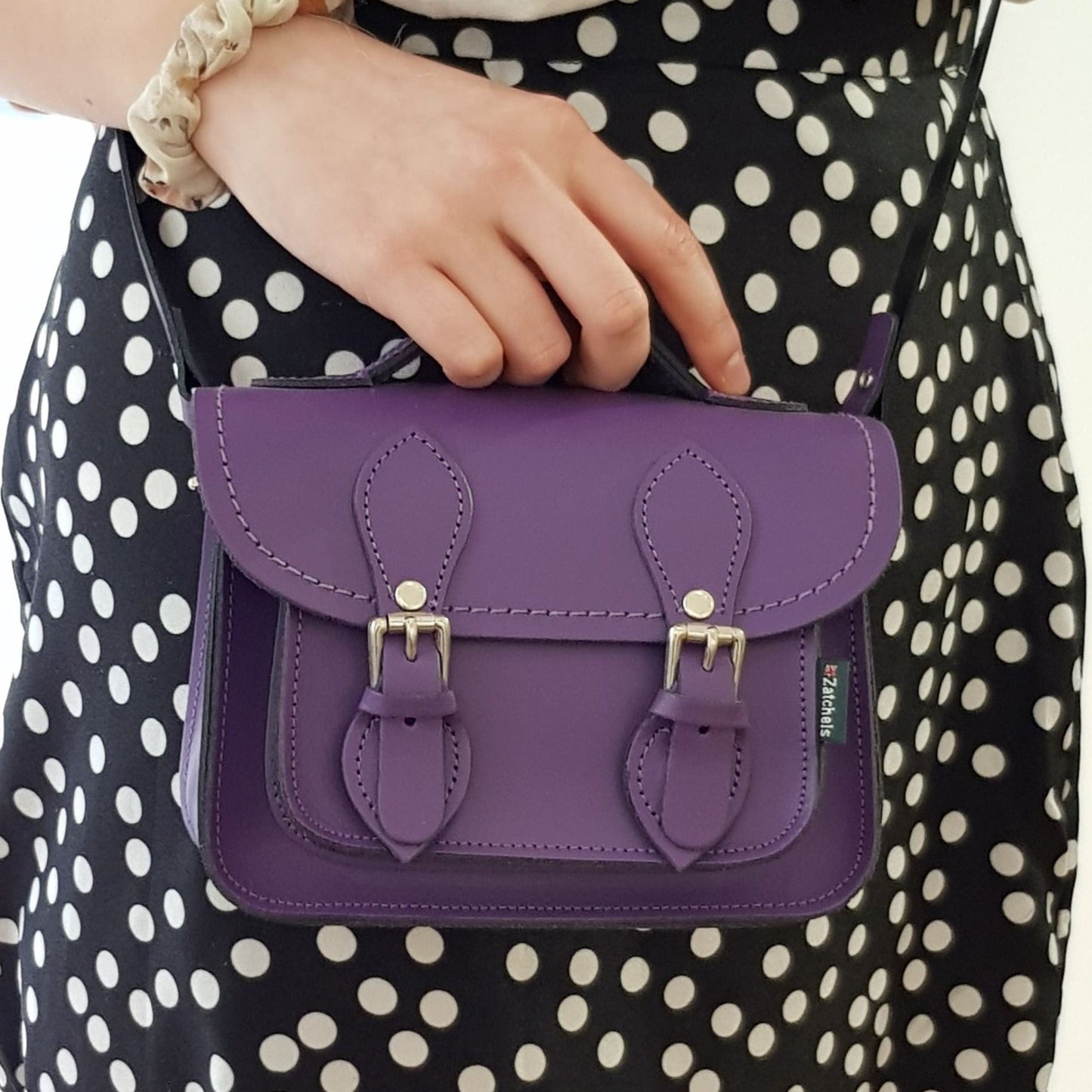 Handmade Leather Micro Satchel - Purple  