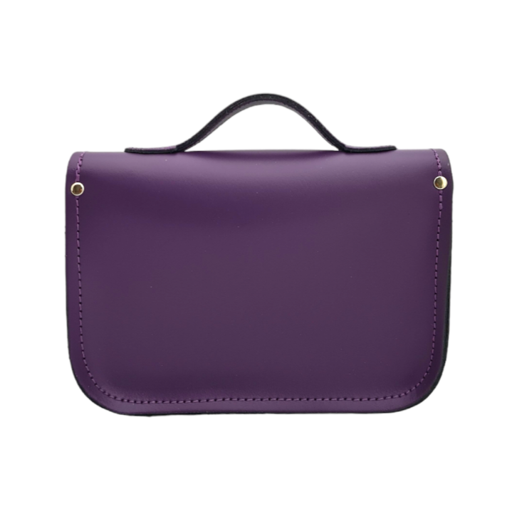 Leather Midi Satchel - Purple  