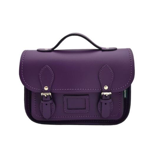 Leather Midi Satchel - Purple  