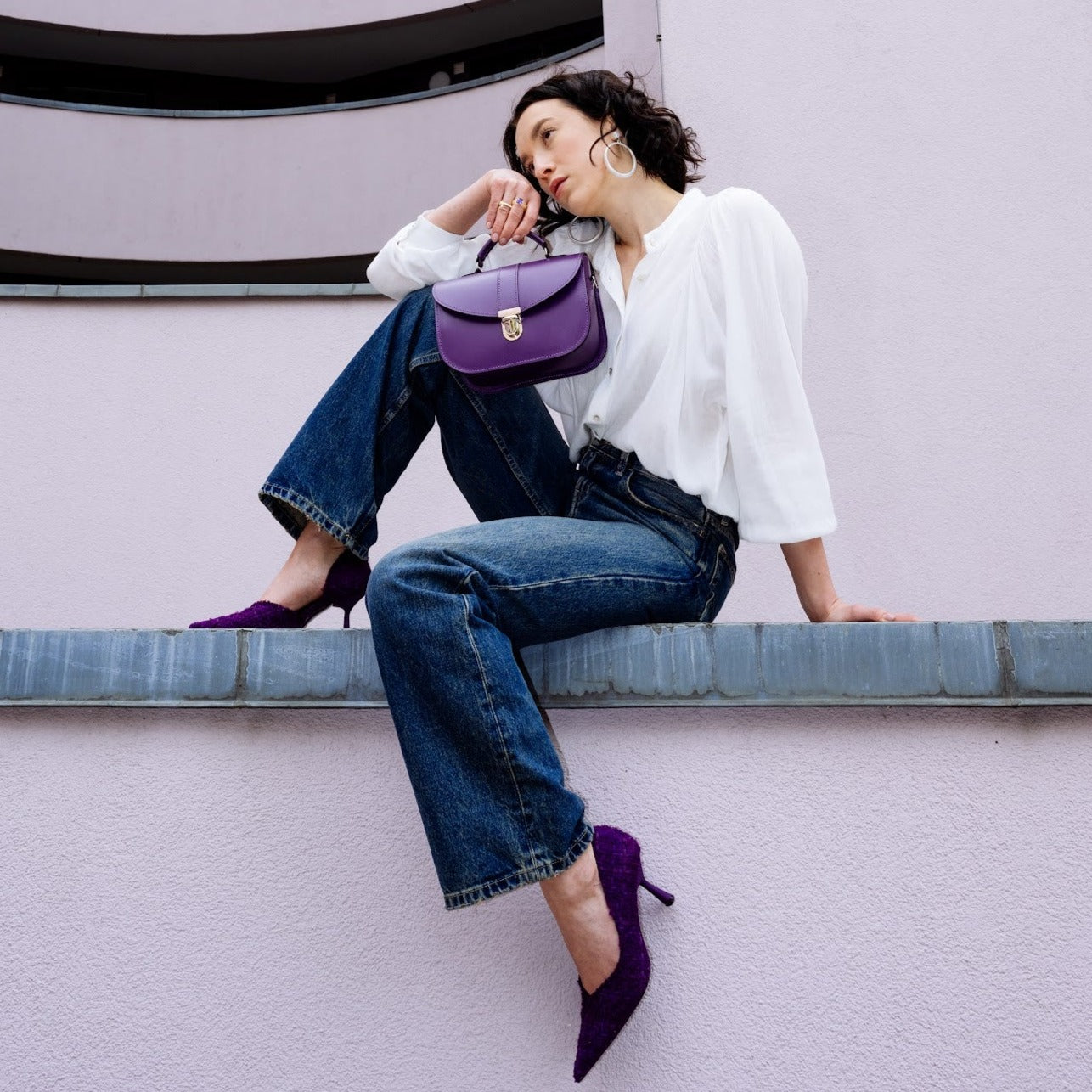 Olympia Handmade Leather Bag - Purple  