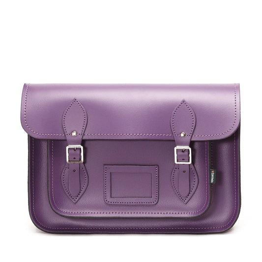 Handmade Leather Satchel - Purple  