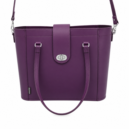 Leather Mini Twist Lock Shopper Bag - Purple