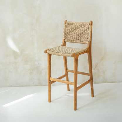 Zara Teak Rattan Bar Stool