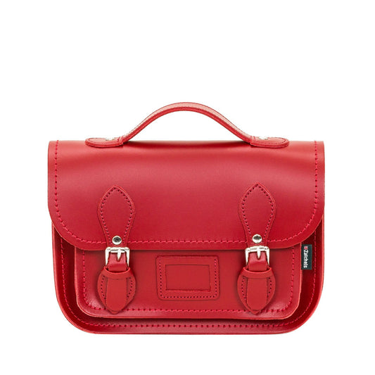 Leather Midi Satchel - Red  