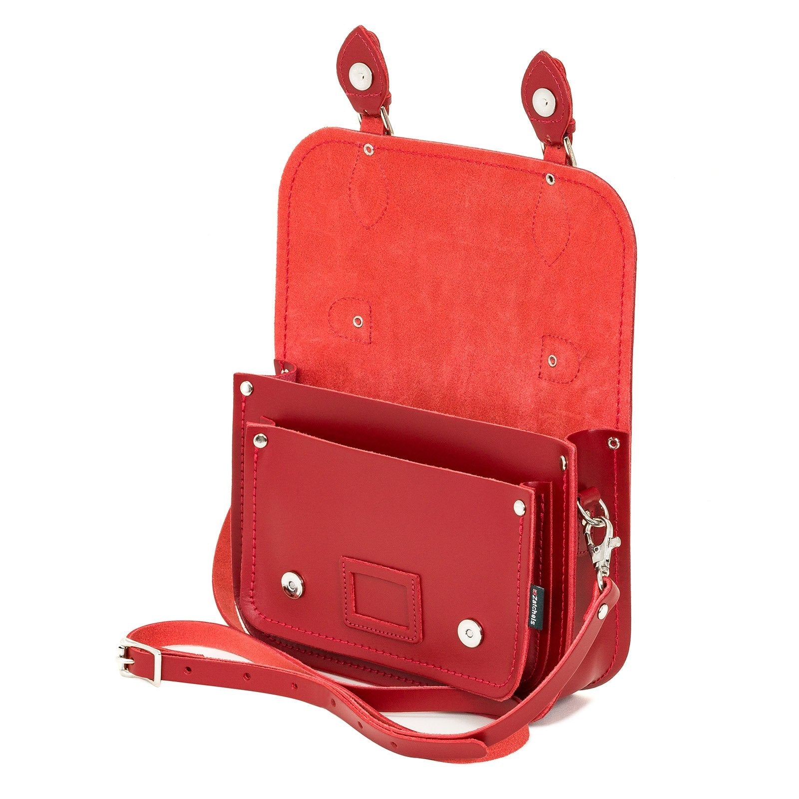 Leather Midi Satchel - Red  