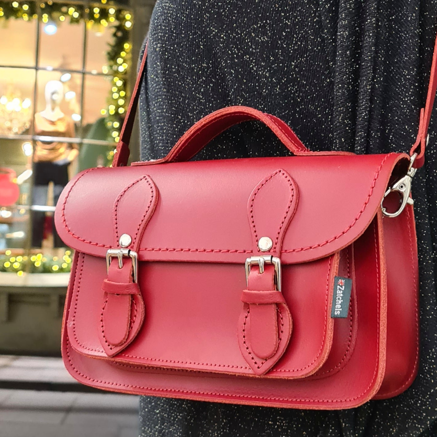 Handmade Leather Micro Satchel - Red  