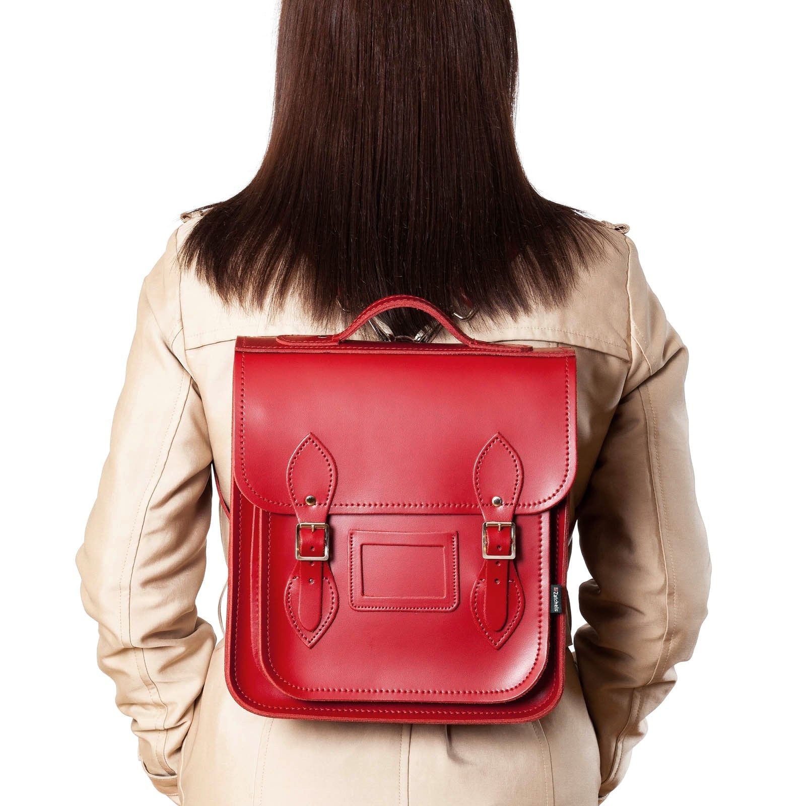 Handmade Leather City Backpack - Red  