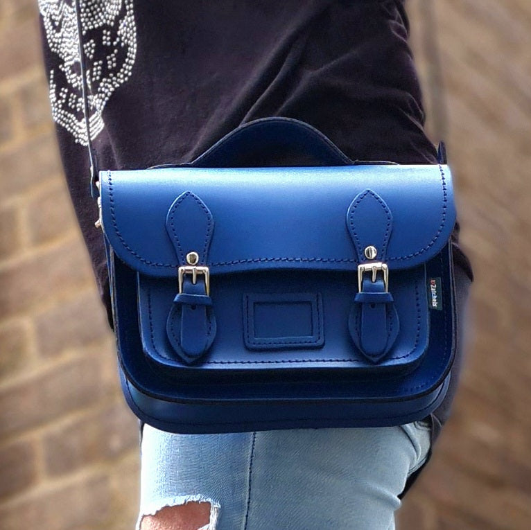 Leather Midi Satchel - Royal Blue  