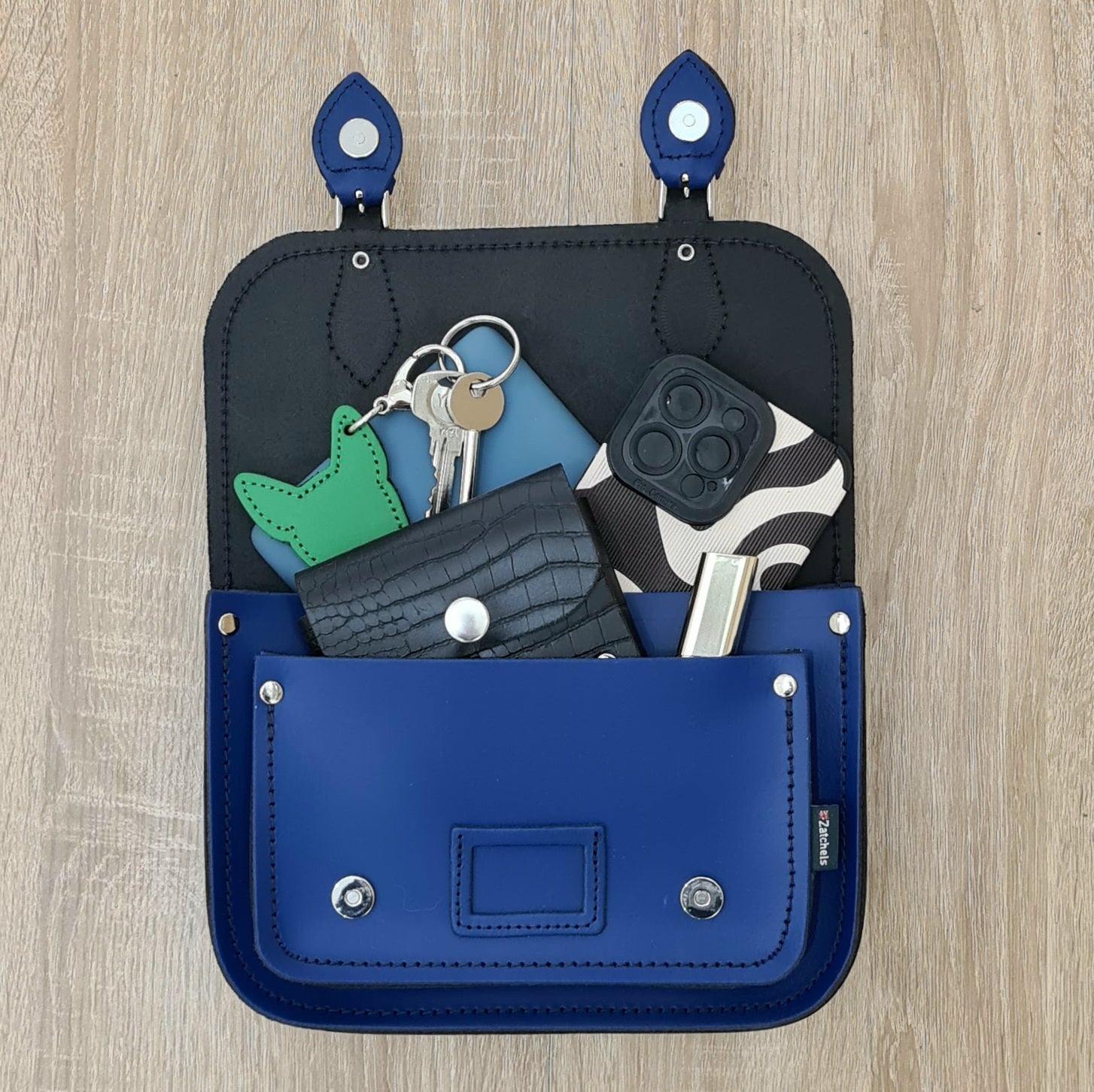 Leather Midi Satchel - Royal Blue  