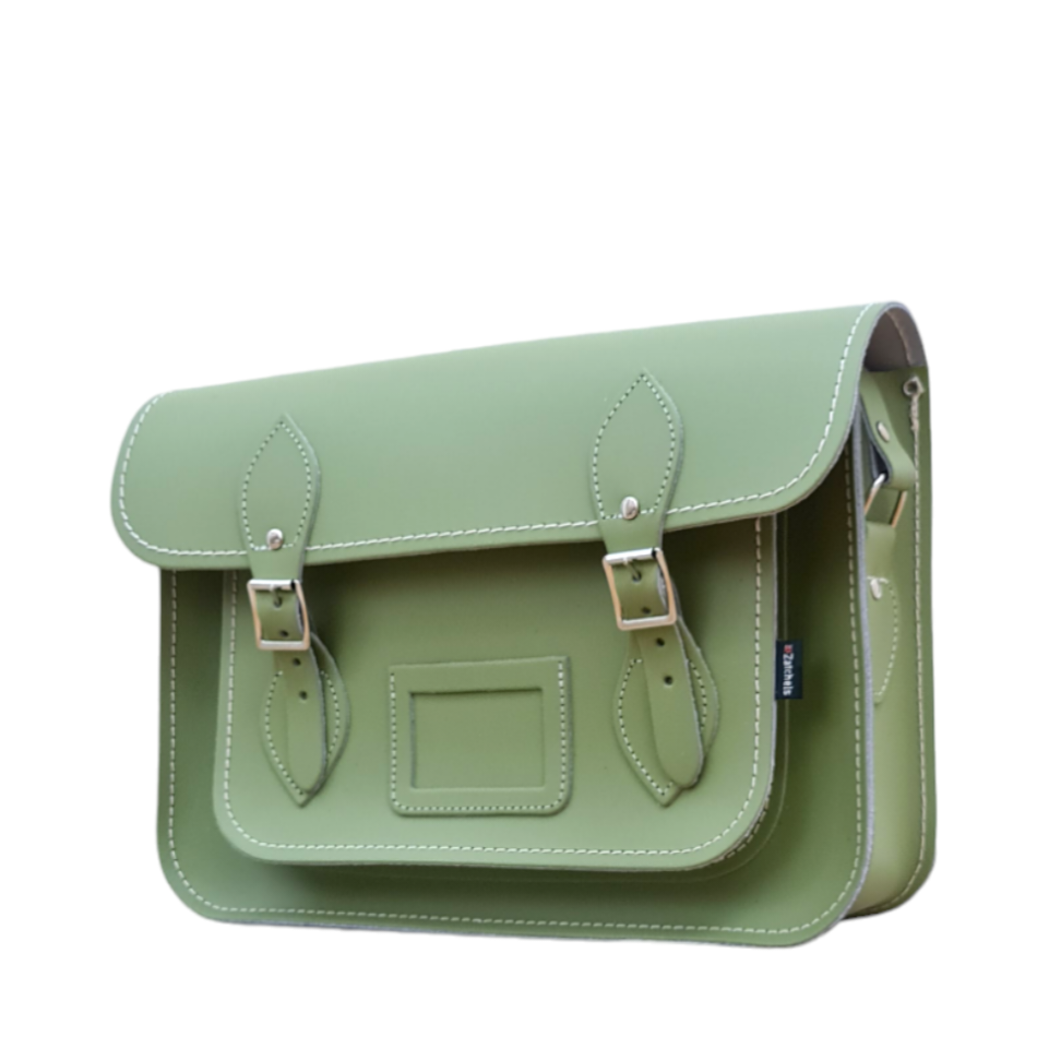 Handmade Leather Satchel - Sage Green  